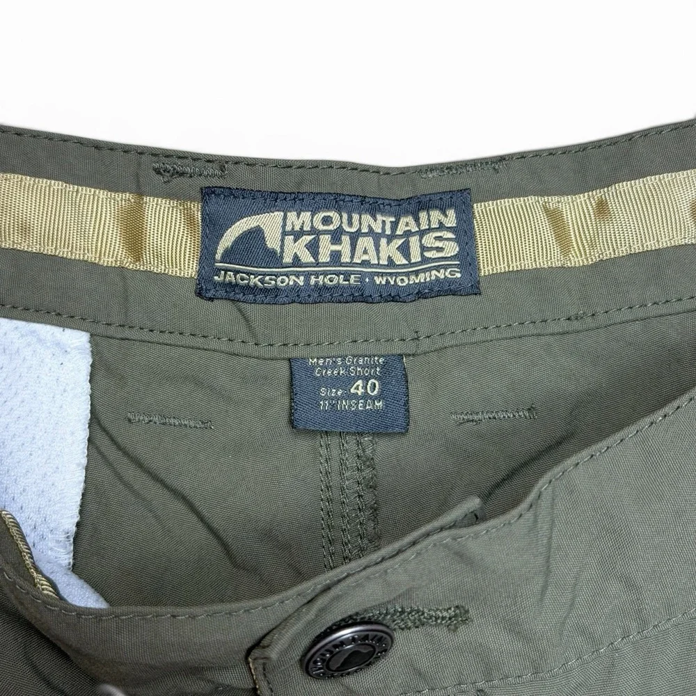 Mountain Khakis Granite Creek Shorts Mens 40 x 11 Green Hiking Nylon Gorp Tech
